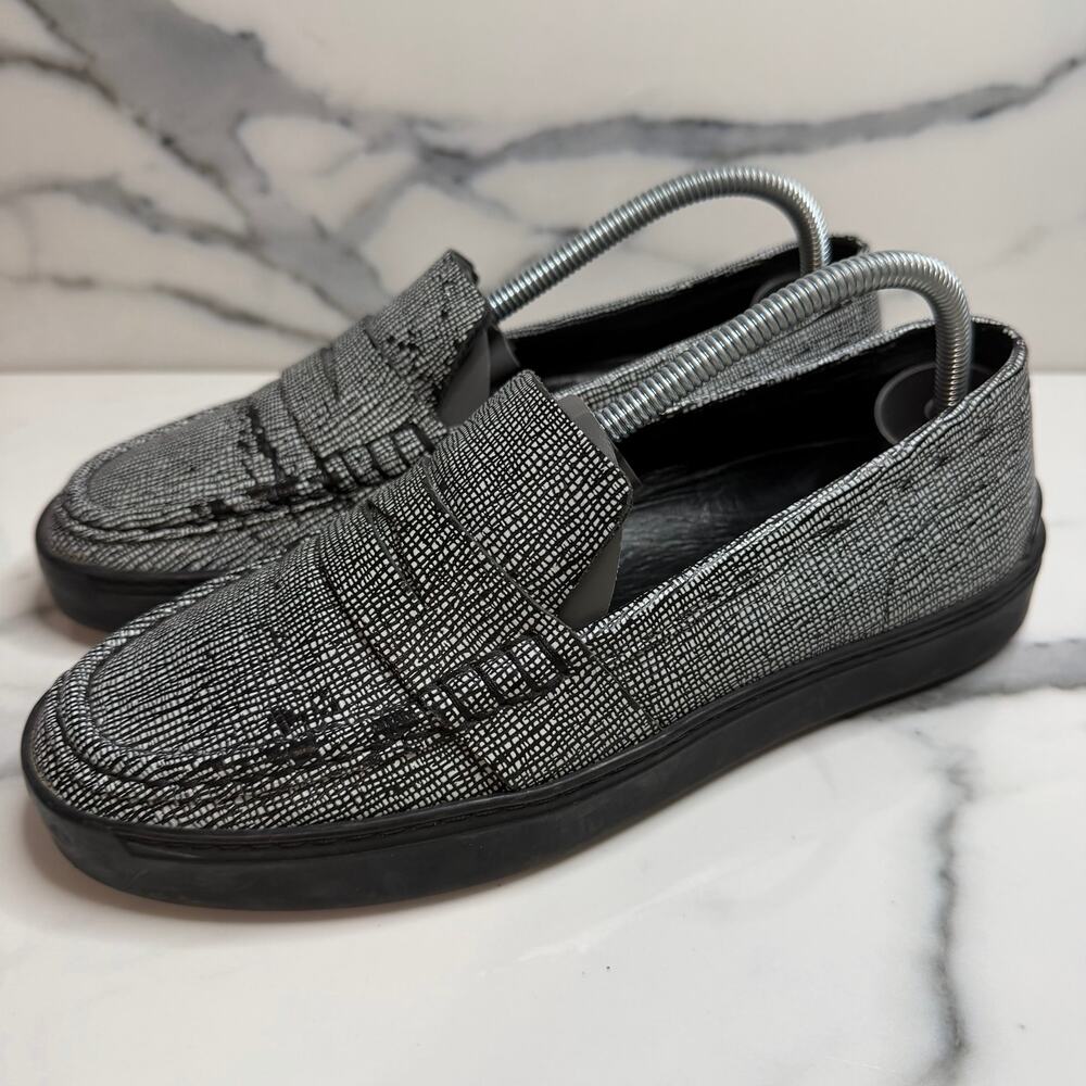 Rag & Bone Women's Black White Crosshatch Leather Colby Loafers Sz 7.5 Classic - Picture 3 of 7